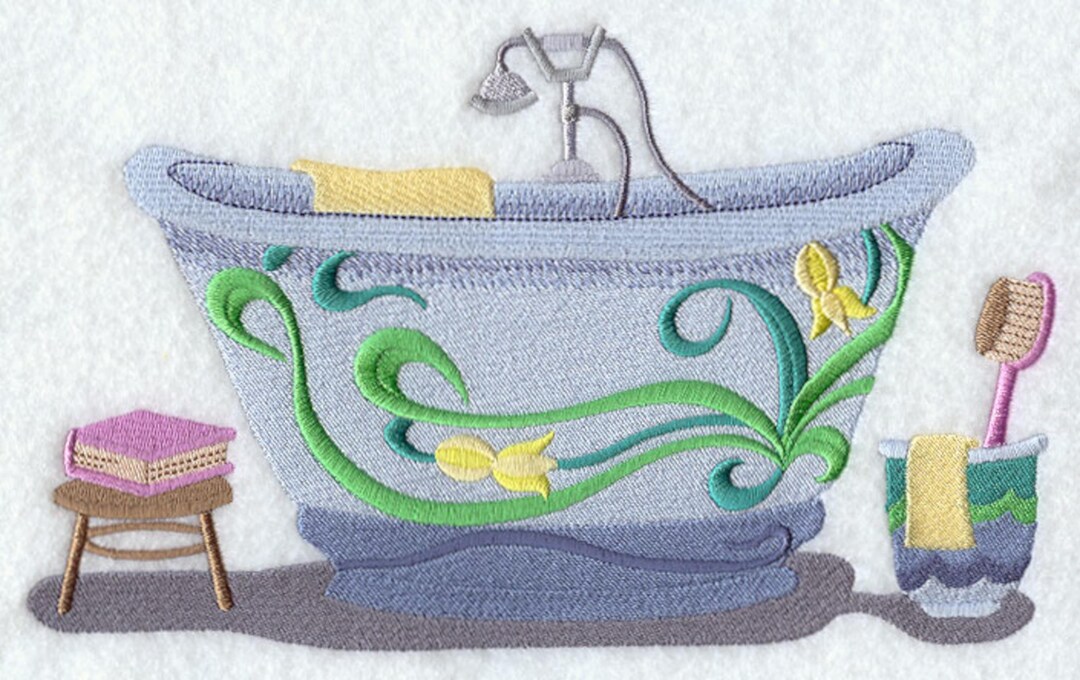 ART NOUVEAU BATHTUB- Machine Embroidered Quilt Block (azeb) - Etsy
