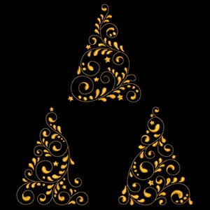 CURLY CHRISTMAS TREES 2 (5inch) - 10 Machine Embroidery Designs Instant Download 5x5 (AzEB)