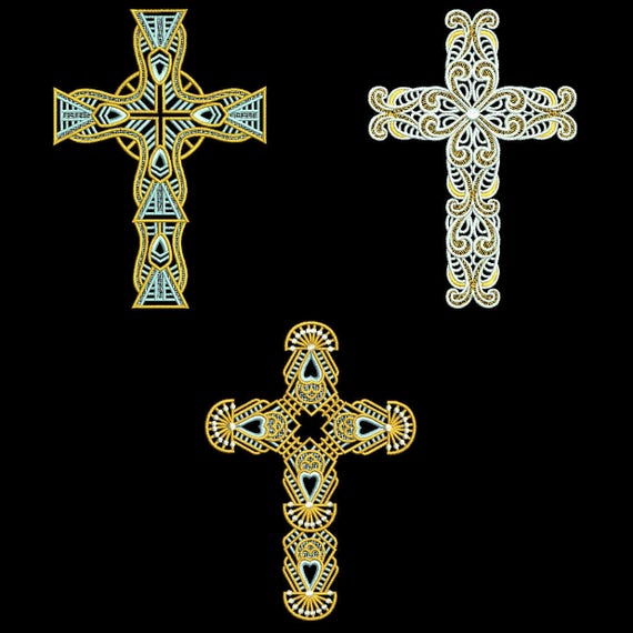FSL ORNATE CROSSES (6inch) -10 Machine Embroidery Design Instant