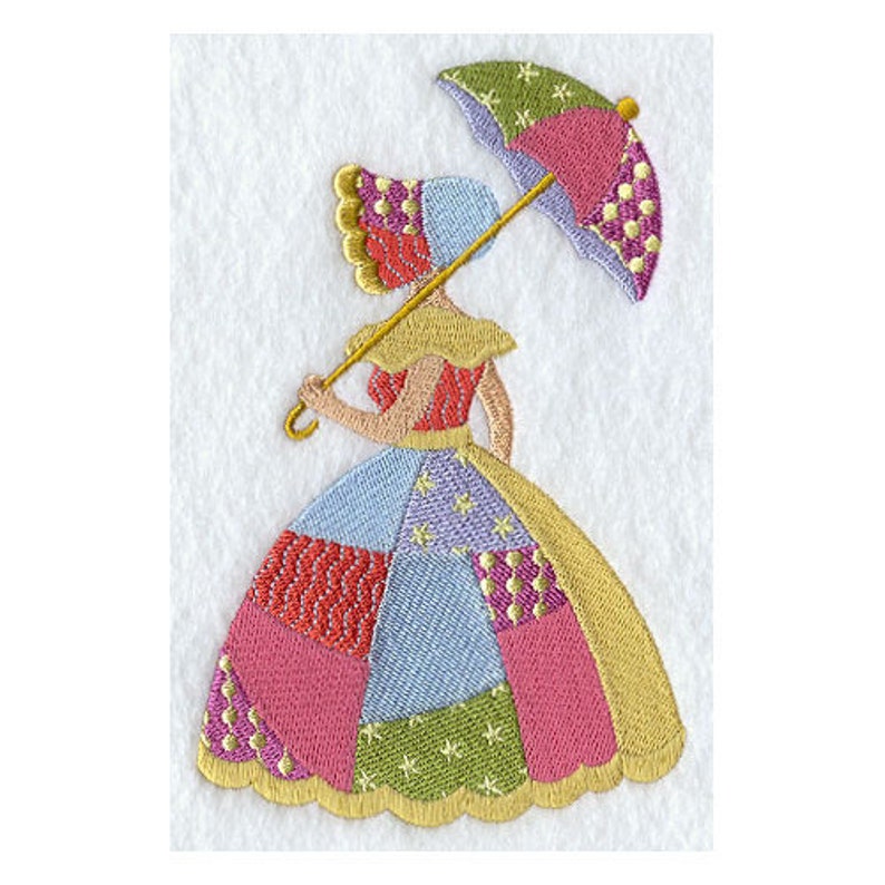 PATCHWORK UMBRELLA GIRL Machine Embroidered Quilt Blocks Etsy