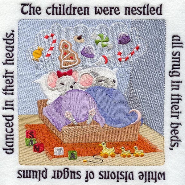 The NIGHT BEFORE CHRISTMAS Storybook - Page 3- Machine Embroidered Quilt Block (AzEB)