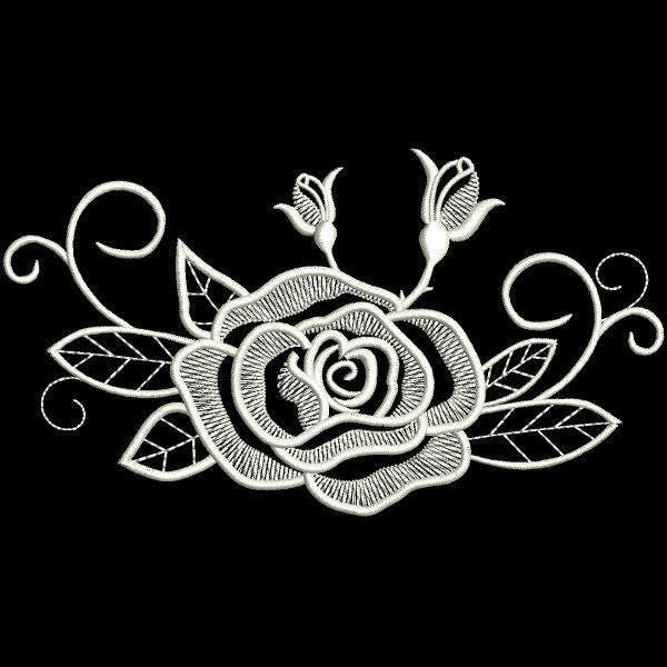 WHITE ROSE 5 INCH Size 10 Machine Embroidery Designs Etsy