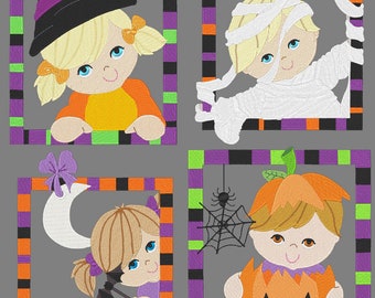 ハロウィン キッズ フレーム (5 インチ) - 12 種類の機械刺繍デザイン