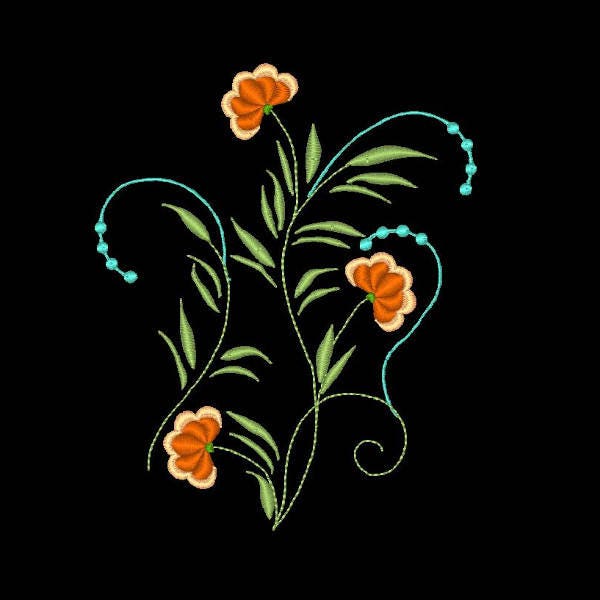 早い者勝ち　UND FLOWER RAISED EMBROIDERY TOP SIMPLY LOVELY FLOWERS (4inch) - 10 Machine Embroidery