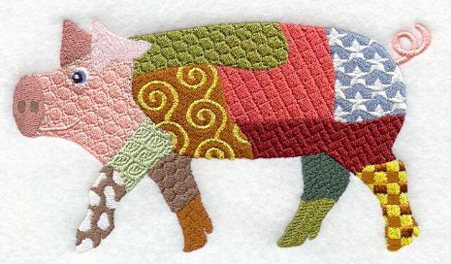 PATCHWORK PIG Machine Embroidered Quilt BlocksAzEB Etsy