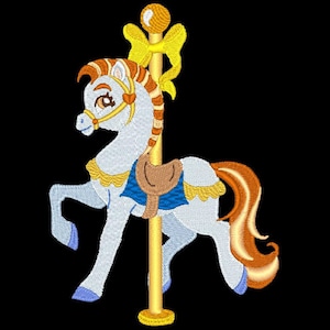 FANCY CAROUSEL HORSES #6- 1 Machine Embroidery Design Instant Download 4x4 5x7 6x10 hoop (AzEB)