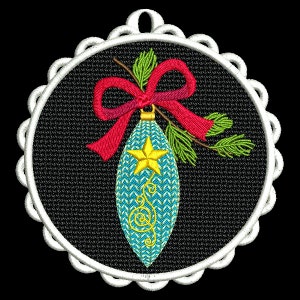 FSL CHRISTMAS ORNAMENTS #10- 1 Free Standing Lace Machine Embroidery Design Instant Download 4x4 5x5 6x6 hoop (AzEB)