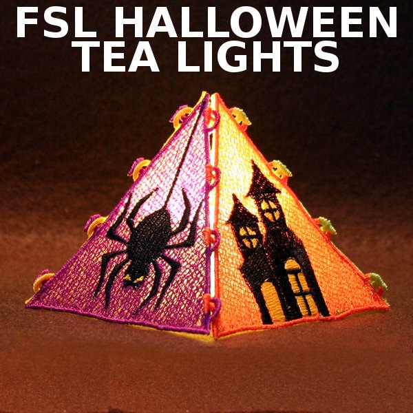 FSL HALLOWEEN TEALIGHTS (3inch) - 11 Machine Embroidery Designs Instant Download 4x4 hoop (AzEB)