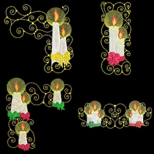 CURLY CANDLES 4inch 10 Machine Embroidery Designs Instant Download 4x4 hoop AzEB image 1