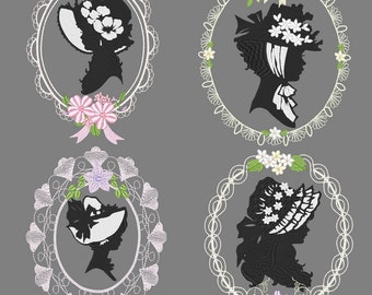 VICTORIAN CAMEO (6inch) - 12 Machine Embroidery Designs Instant Download 6x6 hoop (AzEB)