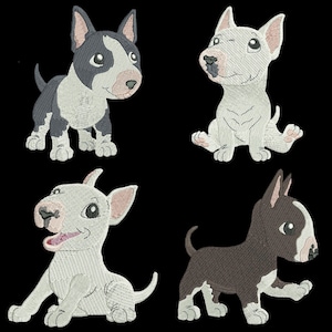 BABY BULL TERRIERS(4inch) - 10 Machine Embroidery Designs Instant Download 4x4 hoop (AzEB)