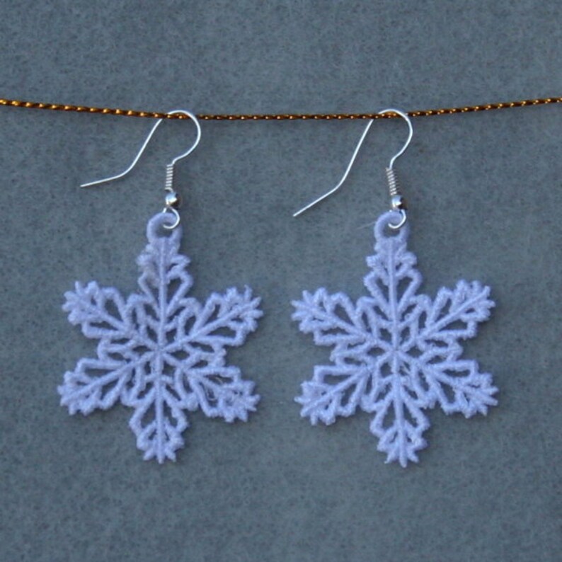 free standing lace 1.5inch FSL SNOWFLAKE EARRINGS AzEB 10 Machine