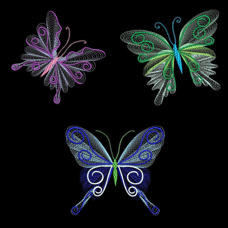 AzEB CURLY FLUTTERS 4inch - 10 Machine Embroidery Designs Instant Download 4x4 hoop