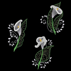 PRETTY CALLA LILIES (6inch) - 10 Machine Embroidery Designs Instant Download 6X6 hoop (AzEB)