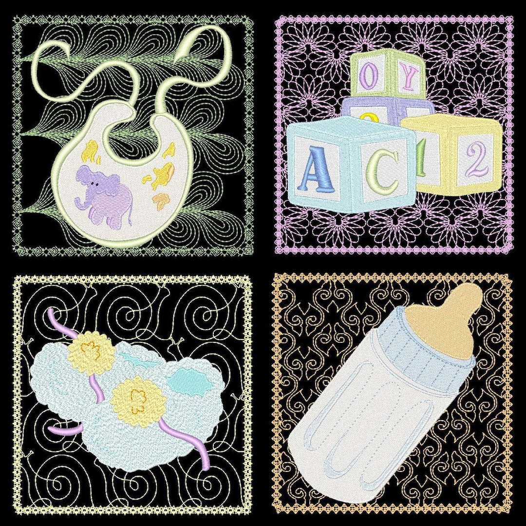 BABY NURSERY BLOCKS (4inch) - 10 Machine Embroidery Designs Instant ...