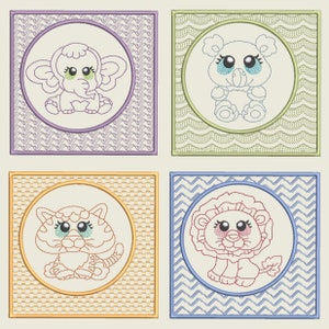 BABY ANIMAL BLOCKS (4inch) - 10 Machine Embroidery Designs Instant Download 4X4 hoop (AzEB)