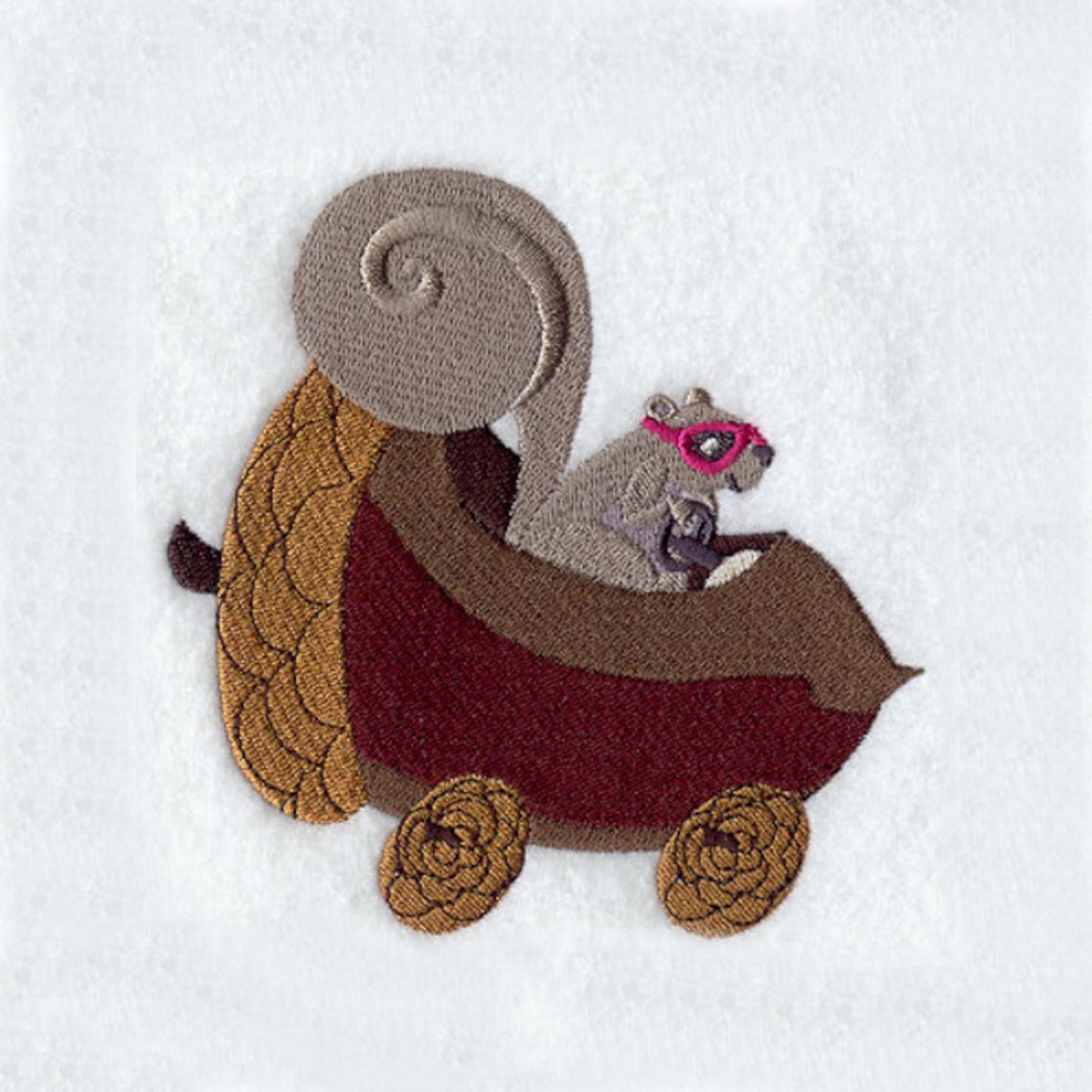 SQUIRREL RACER in ACORN Car- Machine Embroidered Quilt Blocks (azeb) - Etsy