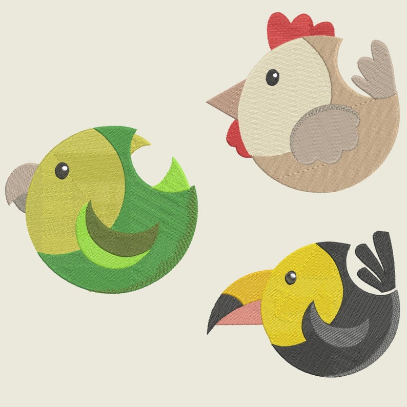 ROLY POLY BIRDS (5 Inch Size) Pack- 10 Machine Embroidery Designs ...
