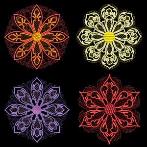 BLOOMING MEDALLIONS 4inch 12 Machine Embroidery Designs Instant Download 4x4 hoop AzEB image 2