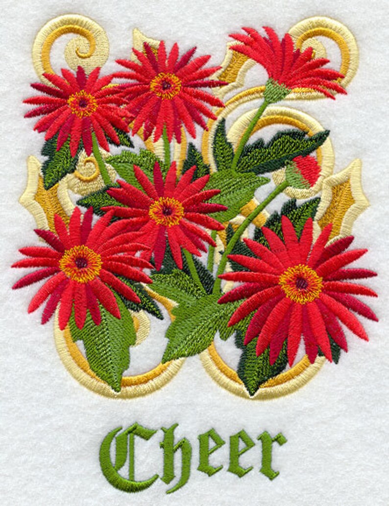 VICTORIAN RED DAISIES Cheer Machine Embroidery Quilt Block Etsy