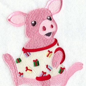 PATSY PIGGY In CHRISTMAS Pjs - Machine Embroidery Quilt Blocks (AzEB)