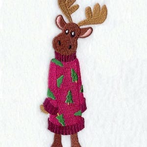 MOOSE In PAJAMAS - Machine Embroidered Quilt Block(AzEB)