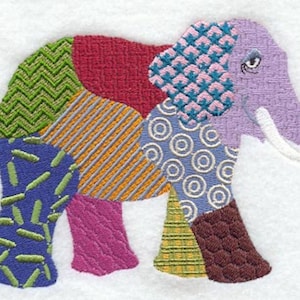 PATCHWORK ELEPHANT -  Machine Embroidered Quilt Blocks(AZEB)