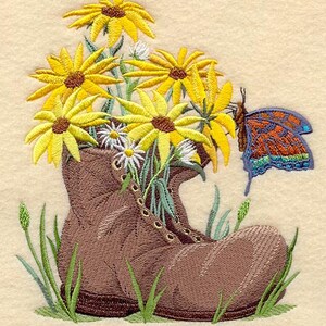 BLOOMS IN A BOOT - Machine Embroidered Quilt Blocks(Azeb)