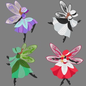 SUNBONNET FAIRIES (4inch) - 10 Machine Embroidery Designs Instant Download 4x4 hoop (AzEB)