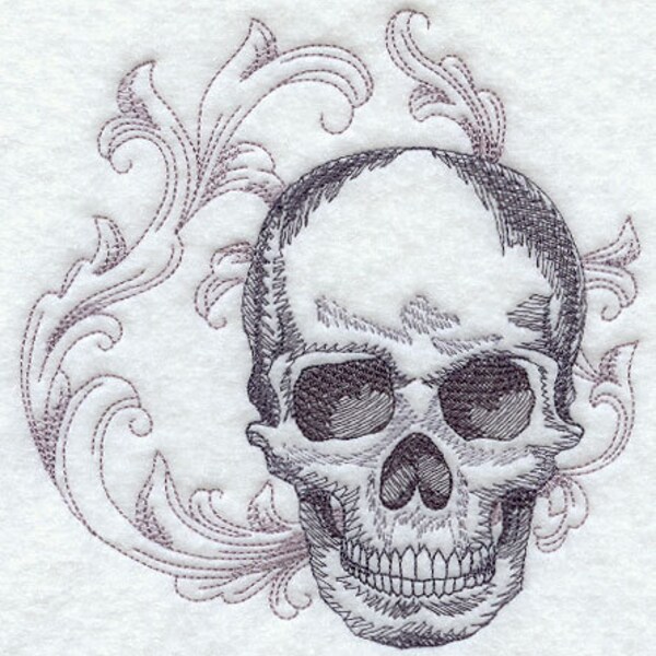 BAROQUE SKULL - Machine Embroidered Quilt Blocks (AzEB)