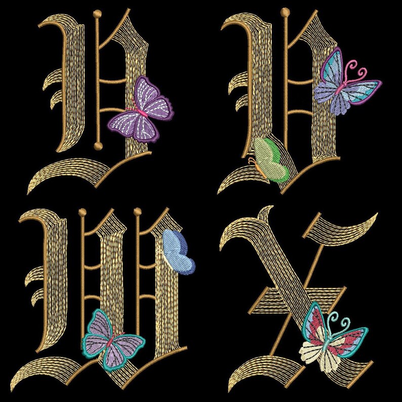 RIPPLE FLUTTERBY Alphabet 3.88in 27 Machine Embroidery - Etsy