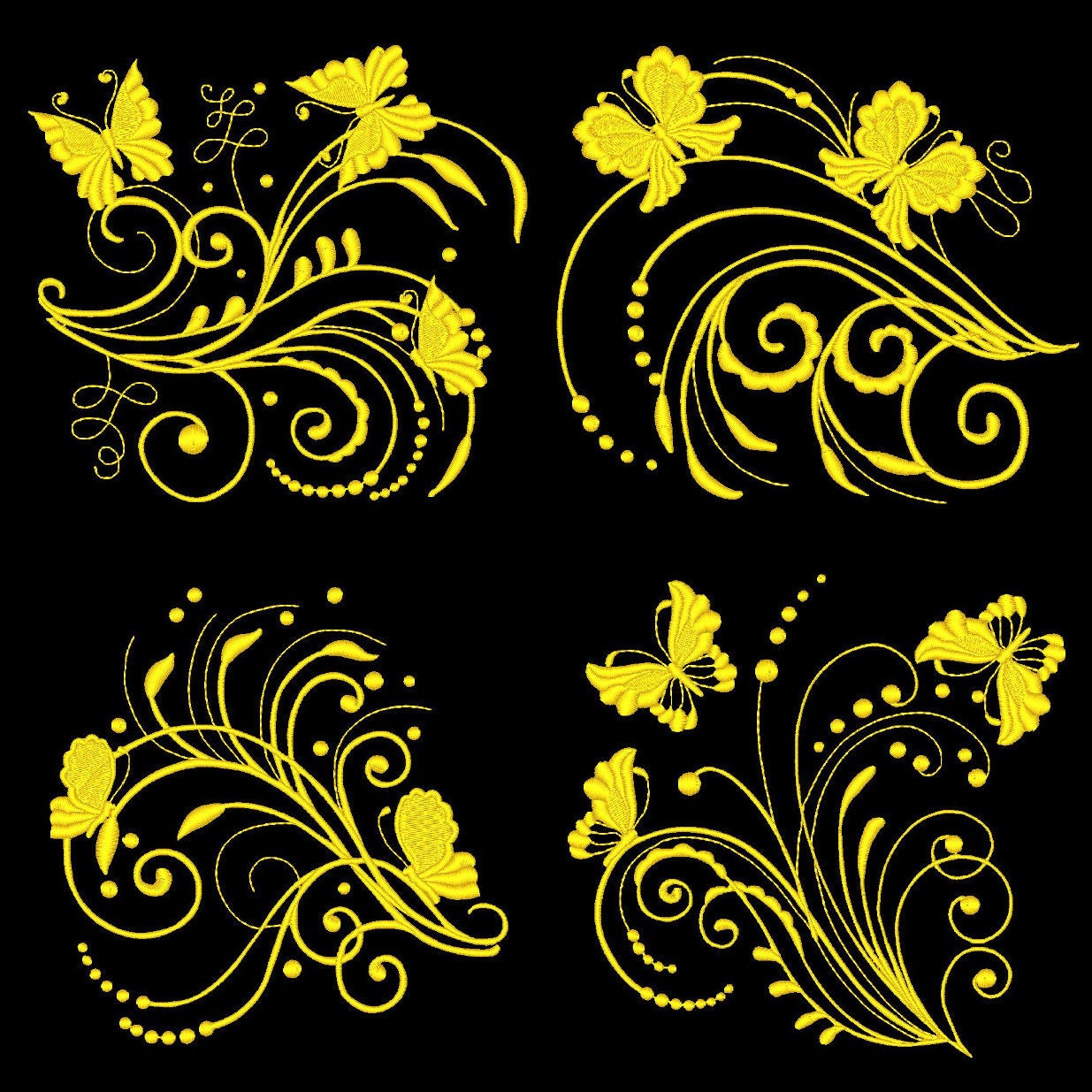 AzEB CURLY FLUTTERS 4inch - 10 Machine Embroidery Designs Instant Download 4x4 hoop