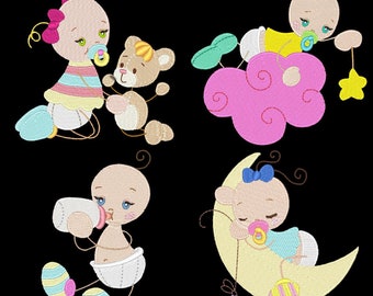 STICKY BABIES (4inch)  - 10 Machine Embroidery Designs Instant Download 4x4 hoop (AzEB)