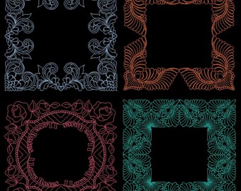 FEATHER FRAMES (6inch) - 10 Machine Embroidery Designs Instant Download 6X6 (AzEB)