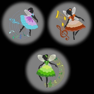 DANCING FAIRIES (5 インチ) - 10 種類の機械刺繍デザイン、即時ダウンロード、5X7 フープ (AzEB)
