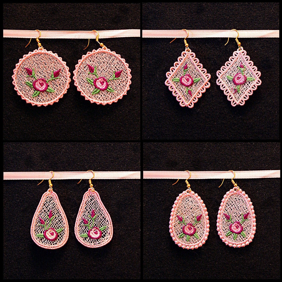 FSL FLORAL EARRINGS 2inch 10 Machine Embroidery Designs Etsy Australia