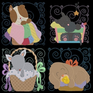 SLEEPING PUPPY BLOCKS (6inch) - 10 Maschinenstickerei Designs Instant Download 6X6 Hoop (AzEB)