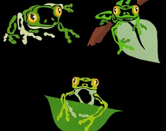 TOAD-ALLY COOL Frogs (4inch) - 10 Machine Embroidery Designs Instant Download 4x4 hoop (AzEB)