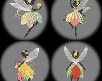 FOREST FAIRIES (4INCH) - 10 Machine Embroidery Designs Instant Download 4x4 hoop (AzEB)