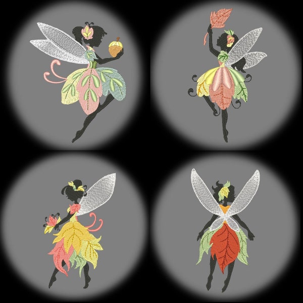 FOREST FAIRIES (4INCH) - 10 Machine Embroidery Designs Instant Download 4x4 hoop (AzEB)