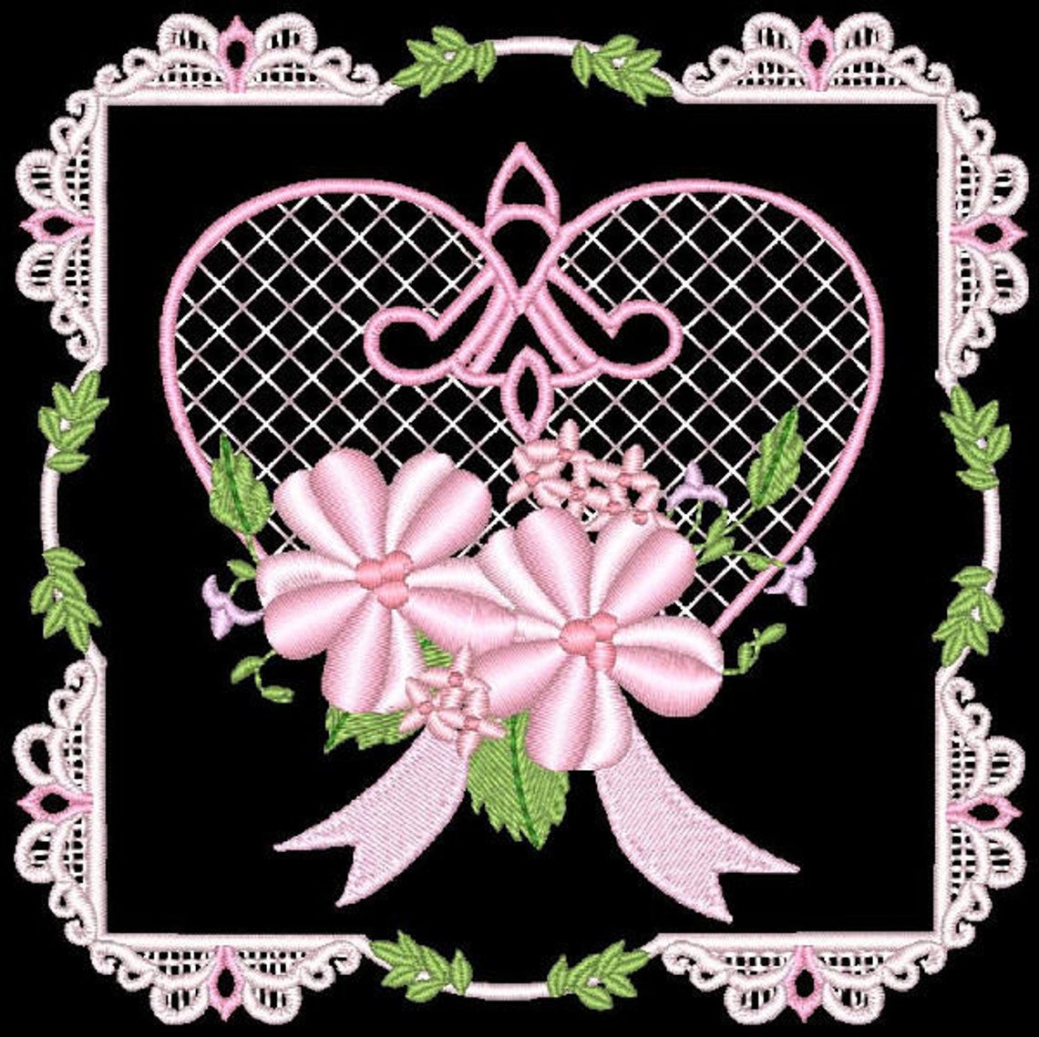 Love hearts flowers 5inch 12 machine embroidery designs  etsy