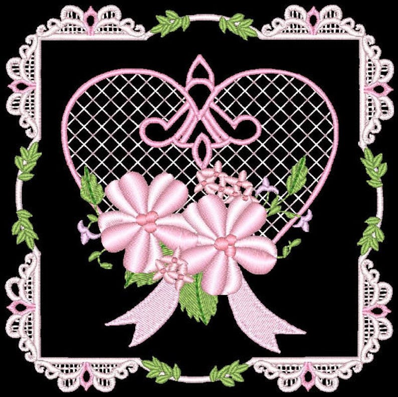 Love hearts flowers 5inch 12 machine embroidery designs  etsy