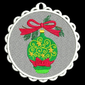 FSL CHRISTMAS ORNAMENTS #6- 1 Free Standing Lace Machine Embroidery Design Instant Download 4x4 5x5 6x6 hoop (AzEB)
