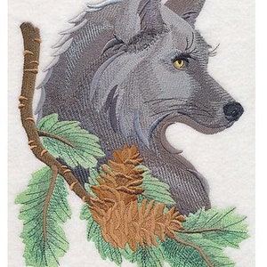 WOLF IN PINE - Machine Embroidered Quilt Blocks (AzEB)