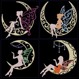 MOON Fairies(4inch) - 10 Machine Embroidery Designs Instant Download ...