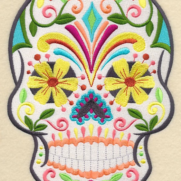 FLOR DE FIESTA Sugar Skull - Machine Embroidered Quilt Blocks (Azeb)