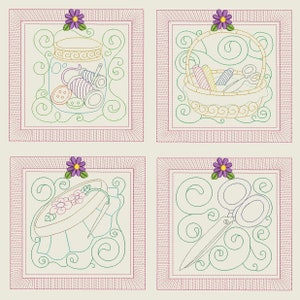 COLORLINE SEWING QUILT Blocks (4inch) - 12 Machine Embroidery Designs Instant Download 4X4 hoop (AzEB)