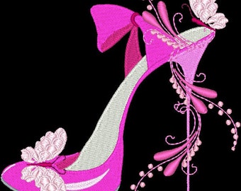 FASHIONISTA SHOES #1- 1 Machine Embroidery Design Instant Download 4x4 5x5 6x6 hoop (AzEB)