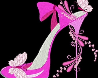 FASHIONISTA SHOES #1- 1 Machine Embroidery Design Instant Download 4x4 5x5 6x6 hoop (AzEB)