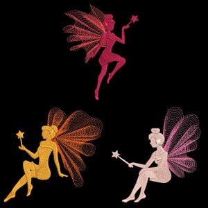 FAIRY SILHOUETTES 4inch 10 Machine Embroidery Designs Instant Download 4X4 hoop AzEB image 3